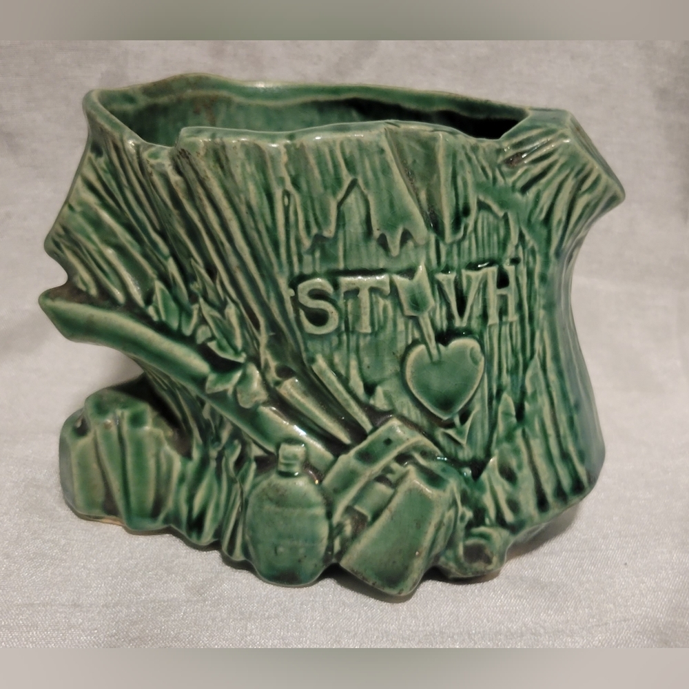 Vintage McCoy Ceramic Tree Stump Planter